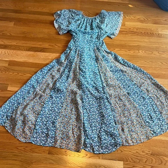 Anthropologie Blue Floral Maxi Dress - Picture 12 of 15